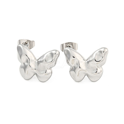 Non-Tarnish Butterfly 304 Stainless Steel Ear Studs EJEW-L290-031P-1