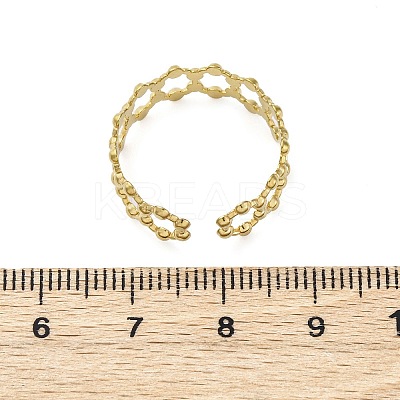 Hexagon 304 Stainless Steel Open Cuff Ring for Women LS-RJEW-Z083-03G-02-1