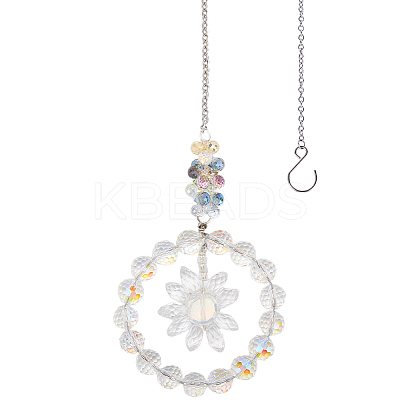 1Pc Flower Glass Car Hanging Decoration HJEW-SP0001-11A-1