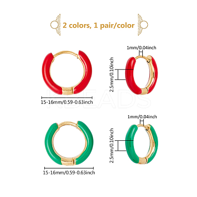 2 Pairs 2 Colors Two Tone 304 Stainless Steel Chunky Huggie Hoop Earrings with Enamel for Women EJEW-DC0001-38C-1