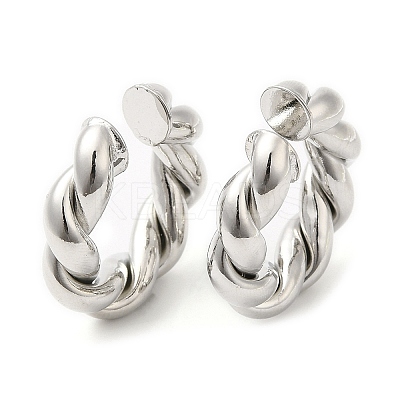 Rack Plating Brass Twist Rope Cuff Earrings for Women EJEW-D059-09P-1