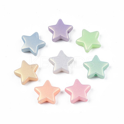 Spray Painted Frosted Opaque Acrylic Beads ACRP-S679-43B-1