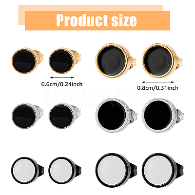 12Pcs 6 Colors 304 Stainless Steel Enamel Stud Earrings for Men Women EJEW-FI0002-94-1