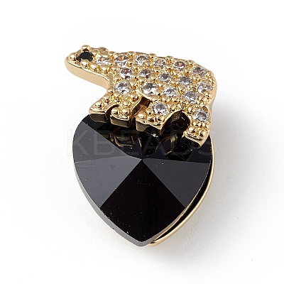 Real 18K Gold Plated Rack Plating Brass Micro Pave Clear Cubic Zirconia Pendants KK-C015-06G-07-1