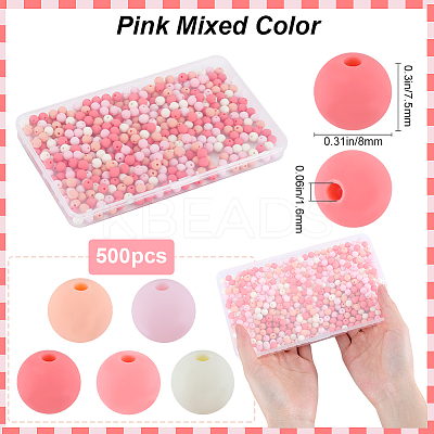 500Pcs Rubberized Style Imitated Silicone Acrylic Beads MACR-SP0001-07C-1