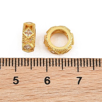 Brass Micro Pave Clear Cubic Zirconia European Beads CU-CBA6A75-14G-1
