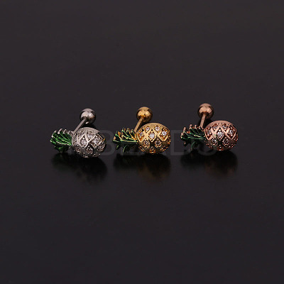 Pineapple Brass Micro Pave Cubic Zirconia Cartilage Earrings for Women WG9FBC0-04-1