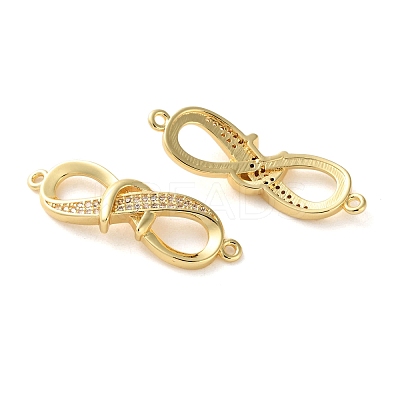 Rack Plating Brass Micro Pave Cubic Zirconia Infinity Connector Charms KK-C084-23B-G-1