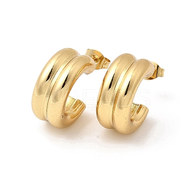 Two-layer C-Shaped 201 Stainless Steel Stud Earrings EJEW-Z151-11G-02-1