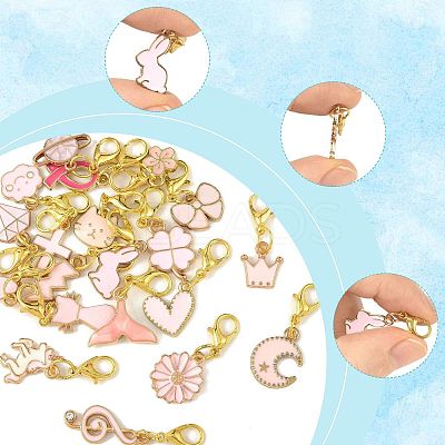 20Pcs 20 Styles Alloy Enamel Pendant Decorations HJEW-FS00048-1
