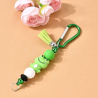 Silicone & Faux Suede Tassel Pendant Decoration HJEW-YW00100-05-1