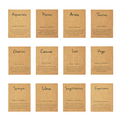 120Pcs 12 Styles 12 Constellation Theme Cardboard Jewelry Display Cards AJEW-FW0001-02-1