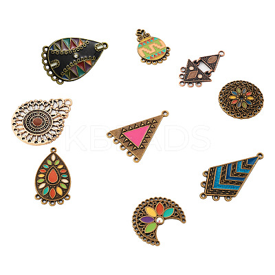 20Pcs 10 Style Tibetan Style Alloy Enamel Chandelier Components Links FIND-TA0001-83-1