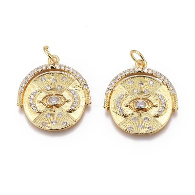 Brass Micro Pave Clear Cubic Zirconia Pendants ZIRC-O035-09G-1