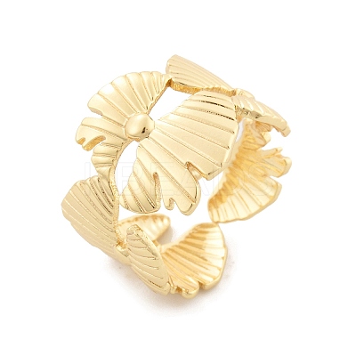 Flower Brass Finger Rings for Women RJEW-B119-09G-1