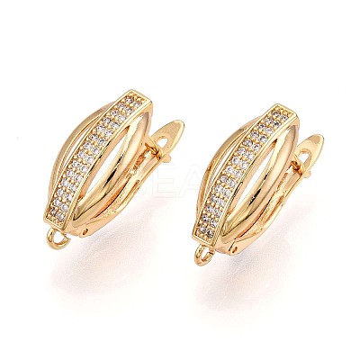 Brass Micro Pave Cubic Zirconia Hoop Earring Finding KK-N261-44G-1
