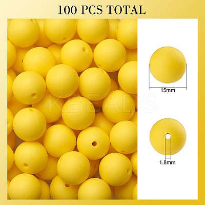 100Pcs Silicone Beads Round Rubber Bead 15MM Loose Spacer Beads for DIY Supplies Jewelry Keychain Making JX448A-1