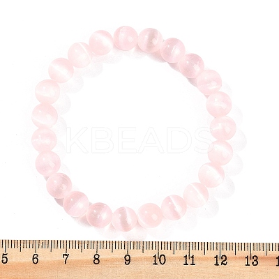 Dyed Natural Selenite Round Beaded Stretch Bracelets for Women G-U005-02L-1