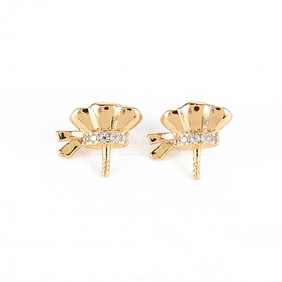 Brass Micro Pave Clear Cubic Zirconia Peg Bails Charms KK-T062-161G-NF-1