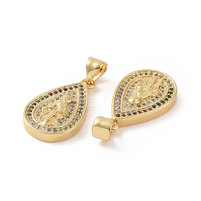 Brass Micro Pave Cubic Zirconia Pendants ZIRC-P106-34G-1
