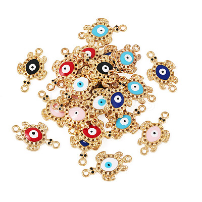 12Pcs 6 Colors Alloy Enamel Connector Rhinestone Settings FIND-TA0004-85-1