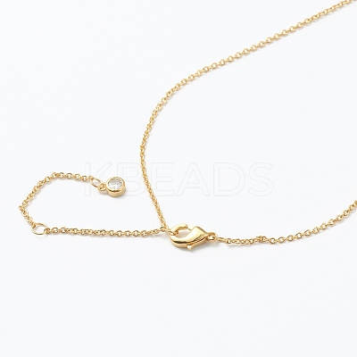 Brass Micro Pave Clear Cubic Zirconia Pendant Necklaces NJEW-J059-01M-1