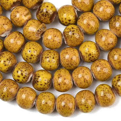 Handmade Fancy Antique Glazed Porcelain Ceramic Round Beads Strands PORC-L019-8mm-02-1