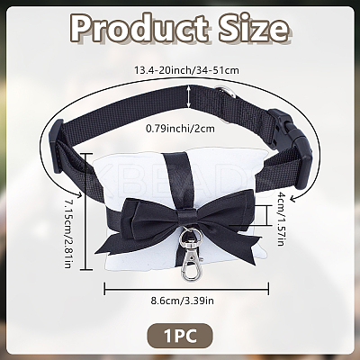 Black Polyester Bowknot Velvet Ring Pillows with Nylon Strong Dog Leash for Pet HJEW-DR00255-1