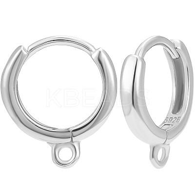 Anti-Tarnish 1 Pair Rhodium Plated 925 Sterling Silver Hoop Earrings STER-BBC0006-31P-1