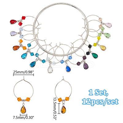 12Pcs Wine Glass Charms Sets AJEW-GA00010-1