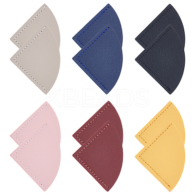 12Pcs 6 Colors PU Leather Fan Bookmarks AJEW-CL0002-09-1