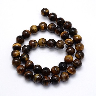 Natural Grade AB Tiger Eye Round Beads Strands G-O047-02-8mm-1