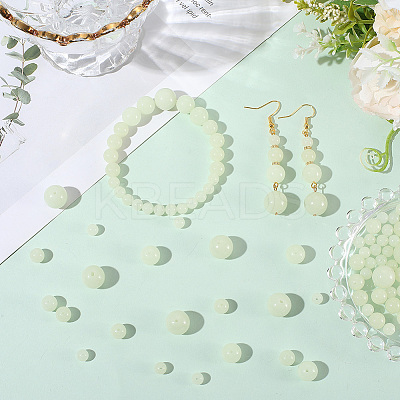 100Pcs 4 Styles Luminous Round Glass Beads GGLA-SC0001-20C-1