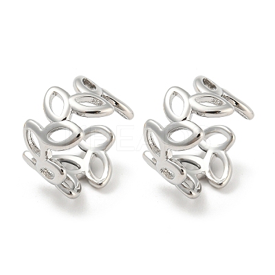 Hollow Leafy Branch Brass Cuff Earrings EJEW-I300-07P-1