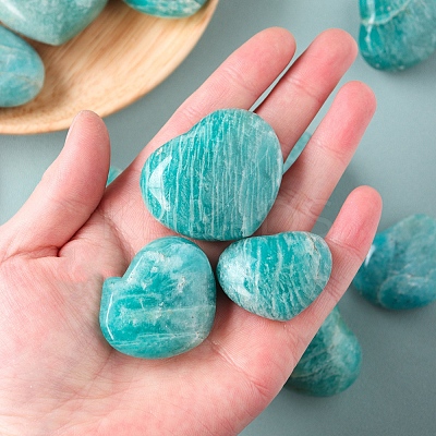 Natural Amazonite Heart Palm Stones PW-WG21258-02-1