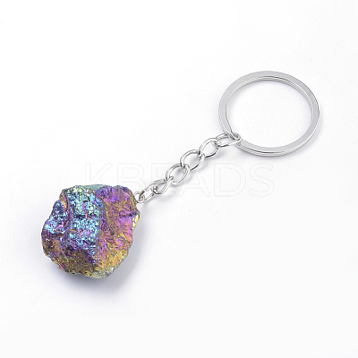 Rainbow Plated Natural Crystal Quartz Keychain KEYC-S252-11-1