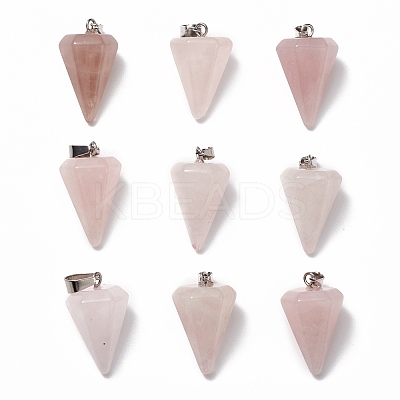 Cone/Spike/Pendulum Natural Rose Quartz Stone Pendants G-R278-82-1