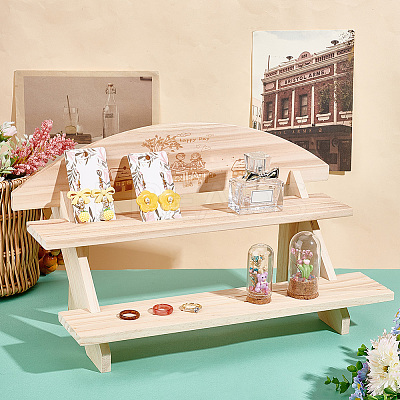 DIY 2 Tier Stair Style Wooden Plant Stand Kit ODIS-WH0299-11B-1