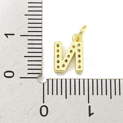 Letter Brass Micro Pave Clear Cubic Zirconia Pendants KK-K354-06G-N-1