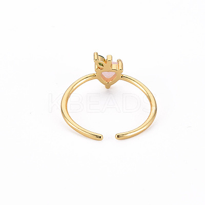 Brass Micro Pave Cubic Zirconia Cuff Rings LS-RJEW-S045-092-NR-1