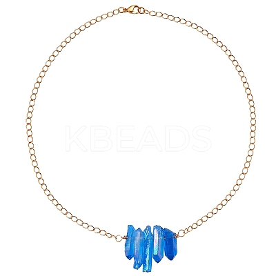 Irregular Natural Quartz Crystal Beads Pendant Necklace for Wonen NJEW-SW00009-1