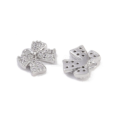 Brass Micro Pave Clear Cubic Zirconia Pendants KK-K351-46C-P-1