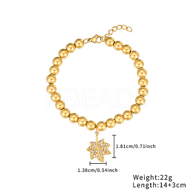304 Stainless Steel Crystal Rhinestone Ball Beaded Bracelets with Pendants DM8226-2-1