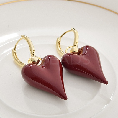 Brass Enamel Hoop Earrings for Women EJEW-U055-26G-02-1