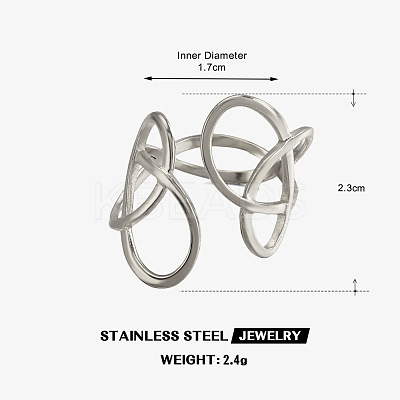 Irregular Line 304 Stainless Steel Cuff Open Rings LS-WGB259B-02-1