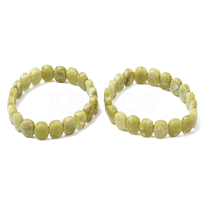 Natural Lemon Jade Faceted Beaded Stretch Bracelets for Women BJEW-K251-07G-1