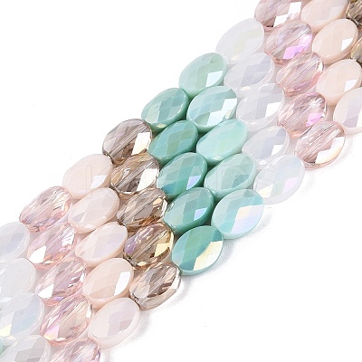 Electroplate Imitation Jade & Opaque & Transparent Glass Beads Strands X-EGLA-Q135-8x11MM-01C-1