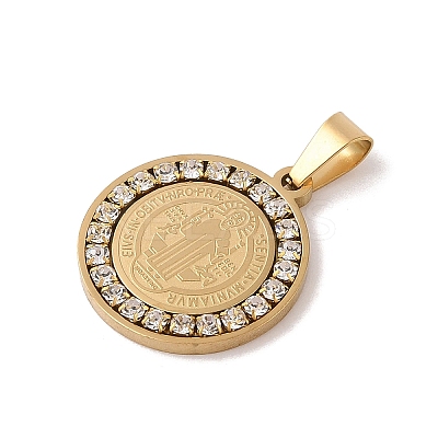 PVD Vacuum Plating 304 Stainless Steel Rhinestone Pendants STAS-M068-13B-G-1