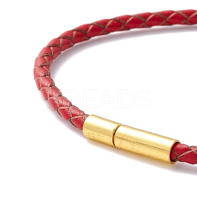 Braided Leather Cord Bracelet for Women BJEW-C009-01A-1