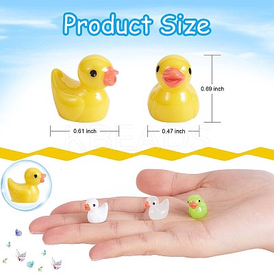 80 Pcs Tiny Ducks Mini Resin Duck Colorful Mini Duck Bulk Fairy Tale Garden Animal Sculpture Resin Duck Image for Miniature Landscape JX344A-1